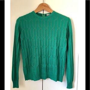 Vintage women’s 70s Pointelle green rib sweater